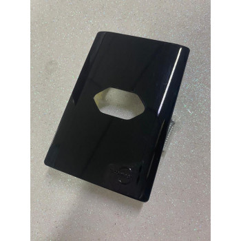 Placa p/ 1 Tomada Horizontal 4x2 - Novara Preto Brilhante 